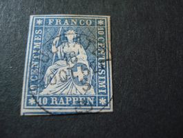 Strubel 10 Rappen blau, o Neuchatel 1862