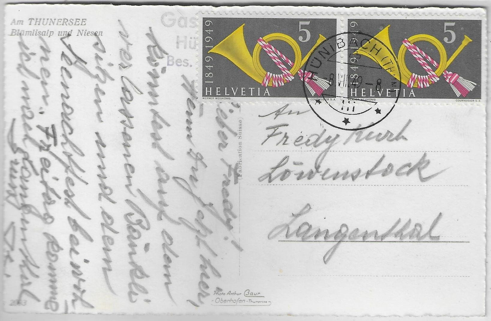 Cartoline postali: Am Thunersee - Blümlisalp und Niesen – Usato da Ettingen venduto da Kartenplanet 1