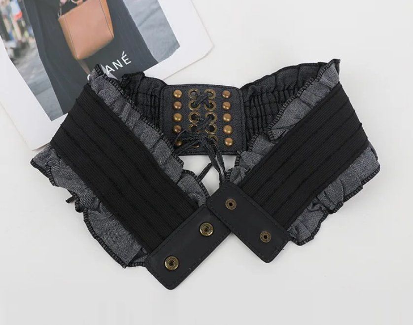 Cinture: Breiter elastischer Gürtel aus Denim Black mit Schnürung – Nuovo e nell'imballaggio originale da Lausanne venduto da FASHION-WORLD-SHOP 3