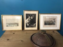 3 Bilder Rahmen golden guter Zustand