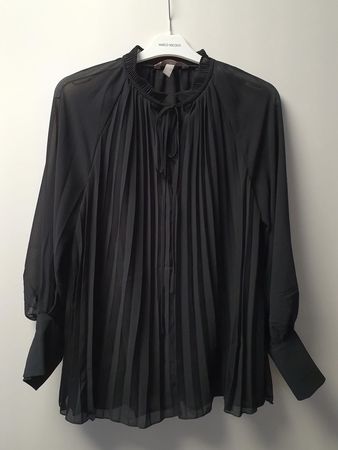 Plissee-Bluse Gr. 36 schwarz  Damen-Bluse Tunika Oberteil