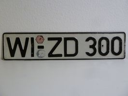 Nummernschild / Kfz-Kennzeichen Deutschland WI-ZD 300