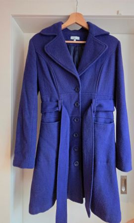 Mantel Blau, Gr. M (Size 10) 50% Wolle