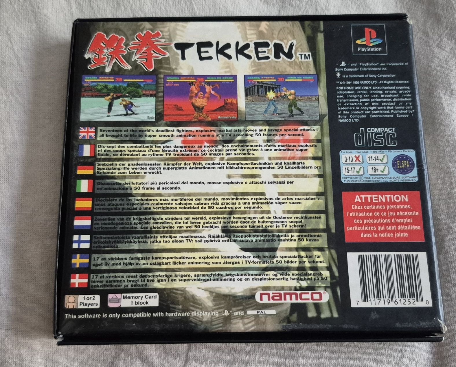 Sony Giochi: TEKKEN PS1 1995 RETRO 1ST EDITION  MULTILANGUAGES DE FR EN – Usato da Grand-Lancy venduto da luc111 1
