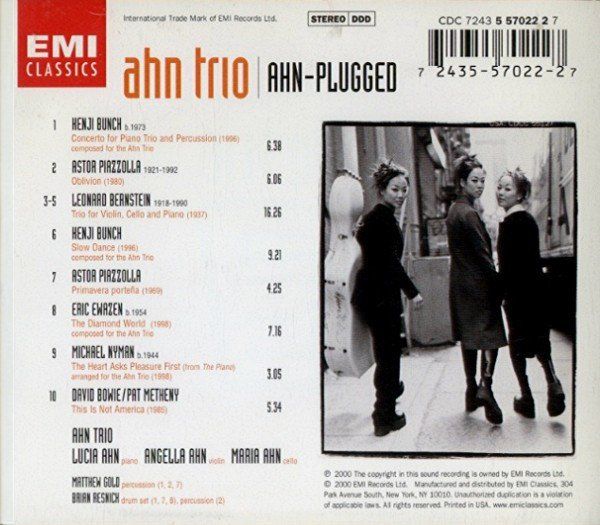 CD: Ahn Trio AHN-PLUGGED Piazzolla Michael Nyman CD – Usato da Kandergrund venduto da Sososo 1