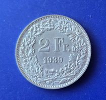 Silber Schweiz 2 Fr. 1939 Top Erhaltung