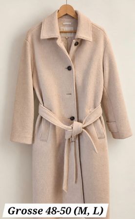 Mantel beige mit Bindegürtel Grösse 48-50