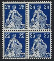 25 RP. BLAU, VIERERBLOCK ** (SBK 109 x 4), SAUBER