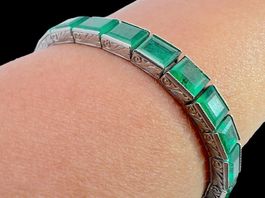 Smaragde 17c Vintage Armband Pt900 17.8cm Zertifikat *S1221