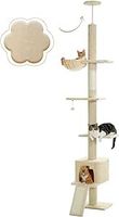 Kratzbaum Katzenbaum deckenhoch verstellbar 216-273cm Beige