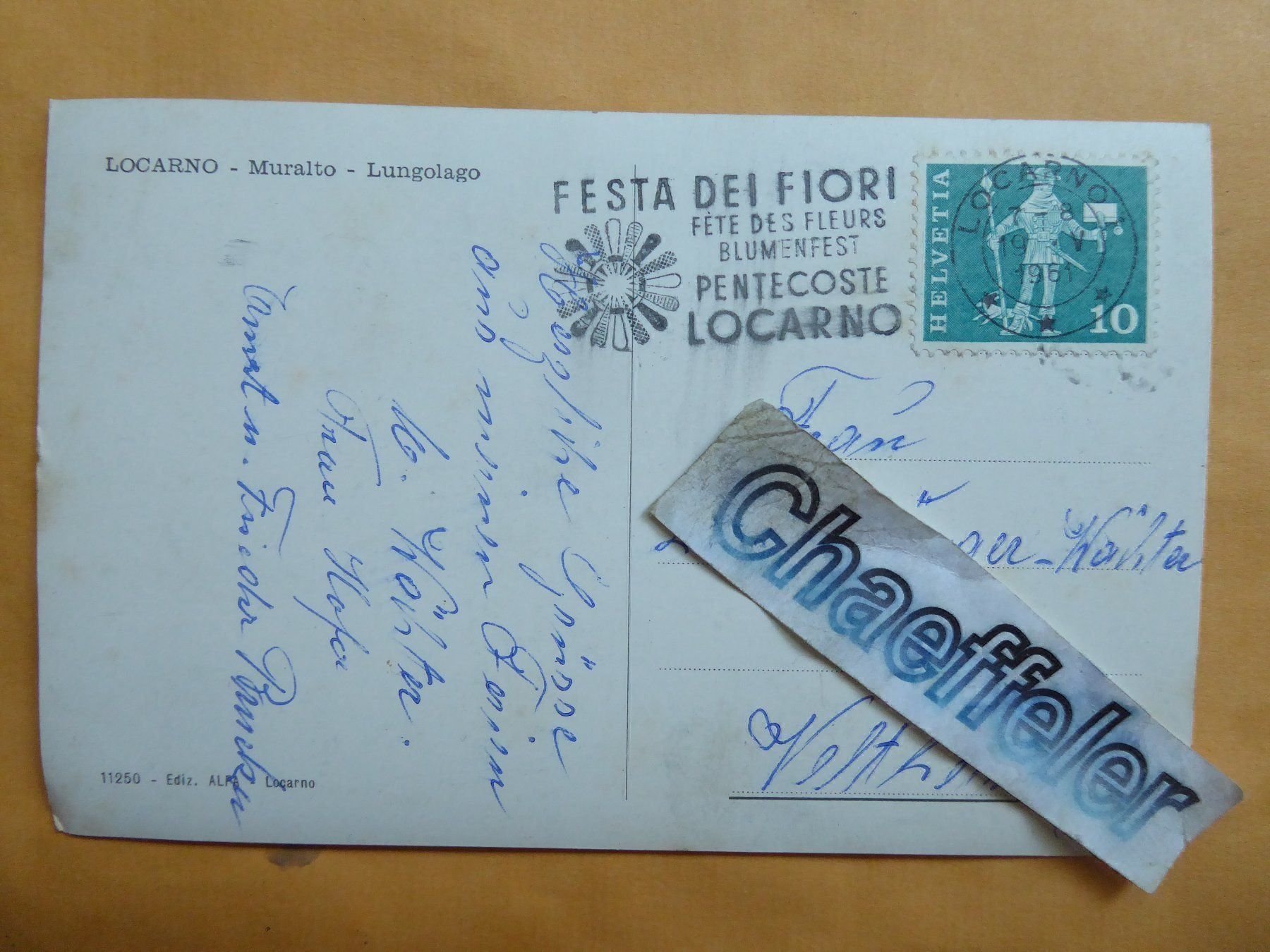 Cartoline postali: 1961 LOCARNO - MURALTO - LUNGOLAGO – Usato da Zürich venduto da Chaeffeler 1