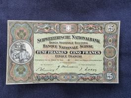 5 Franken Banknote, 1942, unzirkuliert