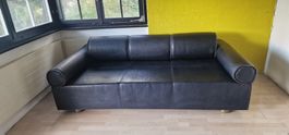 Marzio Cecchi Sofa 1970 Vintage Büffelleder schwarz