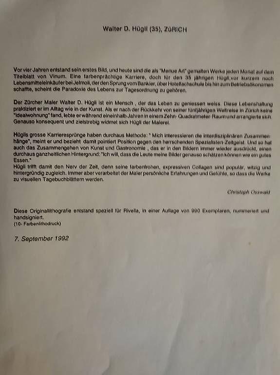 Grafica & Litografie: Rivella Originallithografie 1992 – Usato da Lauerz venduto da Power-Angel 1
