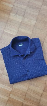 Zara Man Hemd, Slim Fit, Dunkelblau, Gr. L - gut erhalten