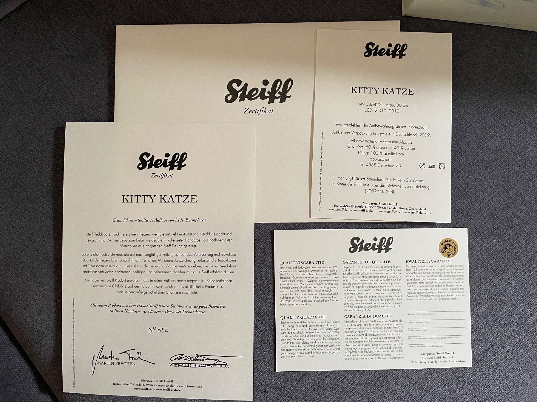 Steiff Spielzeuge: Steiff Limited Edition - Katze mit Spieluhr – Neu (gemäss Beschreibung) aus Küsnacht ZH von Ulla-ZH 5