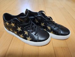 Skechers Sneaker Gr. 38 Leder schwarz gold Sterne Glitzer