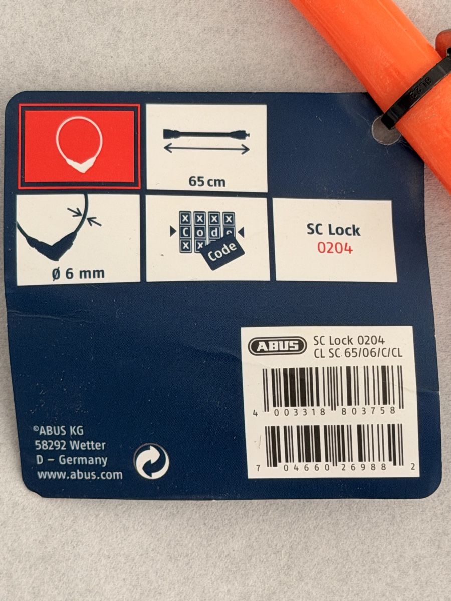 Abus Lucchetti: Neues Abus Kabelschloss 65 cm orange mit Zahlencode – Nuovo e nell'imballaggio originale da Schaffhausen venduto da Resell_SH 2