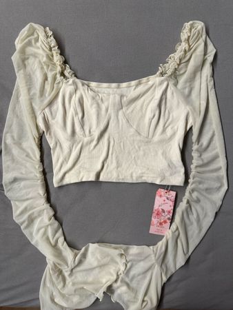 Stretchi Puffärmelshirt beige neu mit Etikett