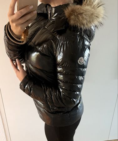 Original Moncler Badyfur Daunenjacke Gr. 2 / M 38 Schwarz 