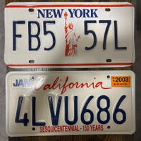  🇺🇸 U.S. 2x Autoschild (New York, California) - ORIGINAL 