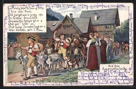 Ziegenhirten und Frauen in Appenzeller T