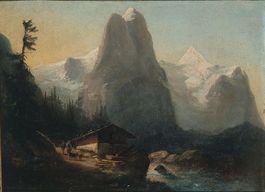 Hodler, Ferdinand - Chalet mit Wetterhorn, um 1870, Rarität