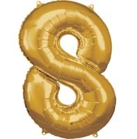 Folienballon Zahl 8 , gold 83 cm x 55 cm
