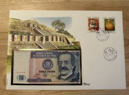 Banknoten Brief aus Peru mit 10 Intis