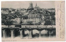 Lausanne, le grand Pont, circulée 1904