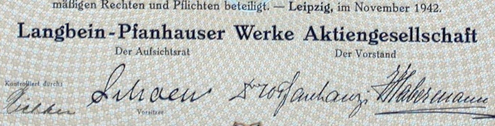 Documenti: Langbein-Pfanhauser Werke AG, Leipzig - 1942 – Usato da Solothurn venduto da Sgasche 1