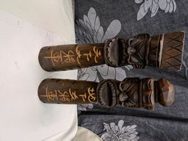2x Asiatische Holzfiguren