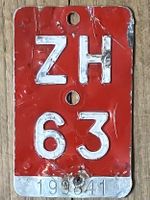 ZH 63 - VELONUMMER - FAHRRADSCHILD - PLAQUE DE VELO - ZH 63