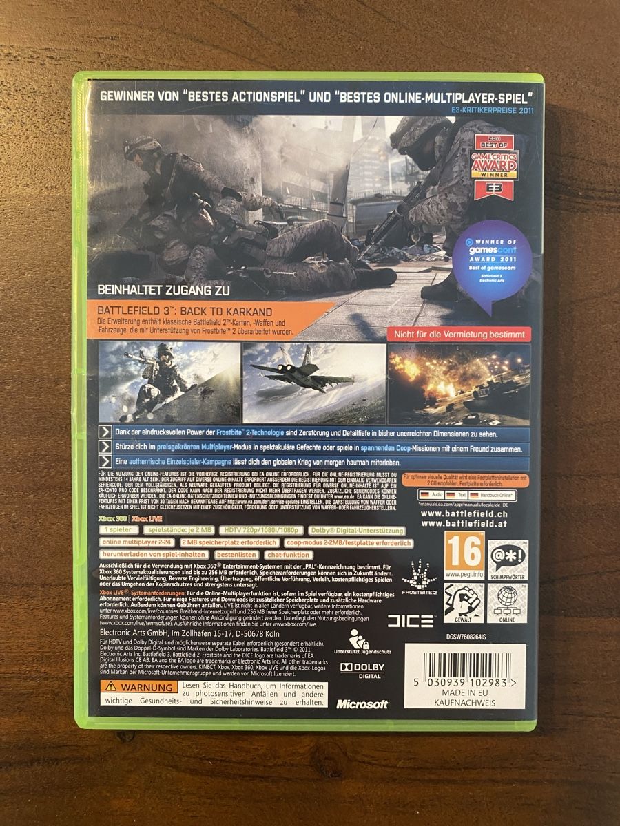 Microsoft Giochi: Battlefield 3 für Xbox 360 – Usato da Thunstetten venduto da Virus_33 2