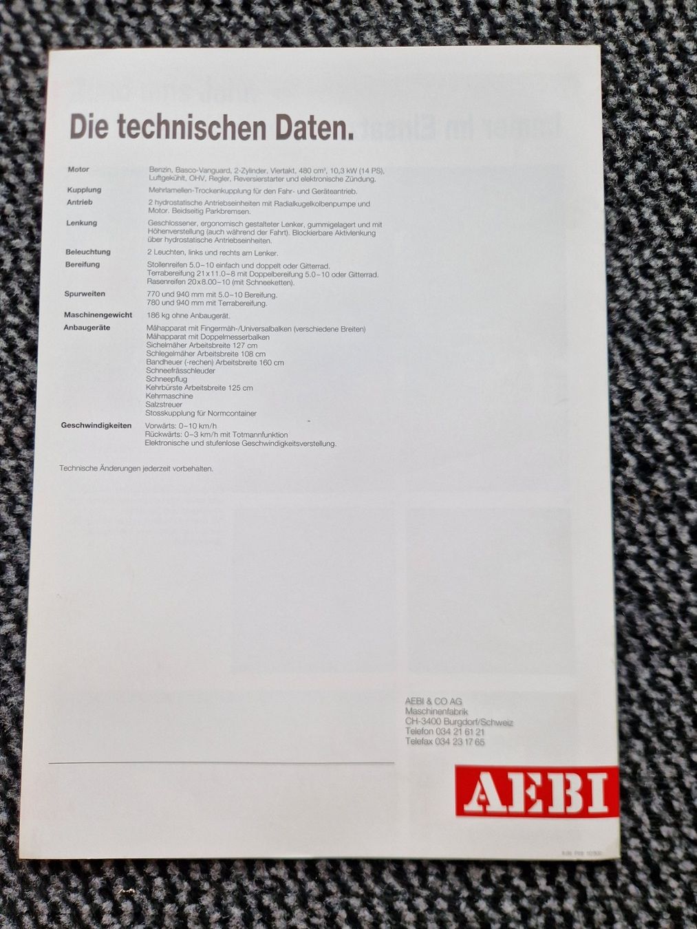 Aebi Trattori: Original Prospekt Aebi Motormäher HC55 Hydrocut – Usato da Dürnten venduto da Bachtel84 4