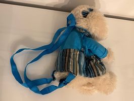 Neuwertiger Stofftier Rucksack für Mädchen, Hundin mit Rock