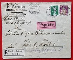 PREUSSEN EYLAU AUFGABE ZÜRICH 15 UNTERSTRASS EXPRESS R 1915