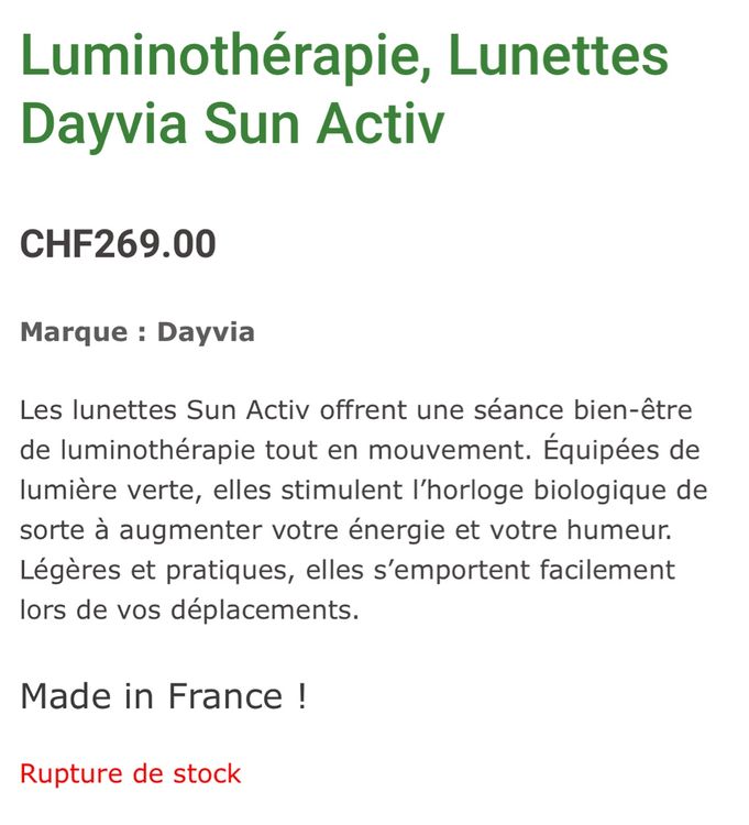 Lunettes de luminothérapie DAYVIA Sun Activ 2 - Luminothérapie