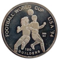 Suriname 100 Guilders 1994 FIFA World Cup Silber