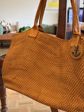 Sac à main Harbour 2nd cuir tressé couleur moutarde