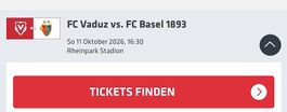 3x FC Vaduz vs. FC Basel Tickets Haupttribüne