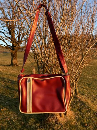 Retro Umhängetasche 70er Vintage rot beige
