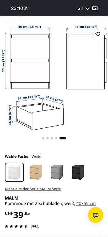 Comodini: Malm Nachttisch 2x weiss – Usato da Niederhasli venduto da des_6w9f 2