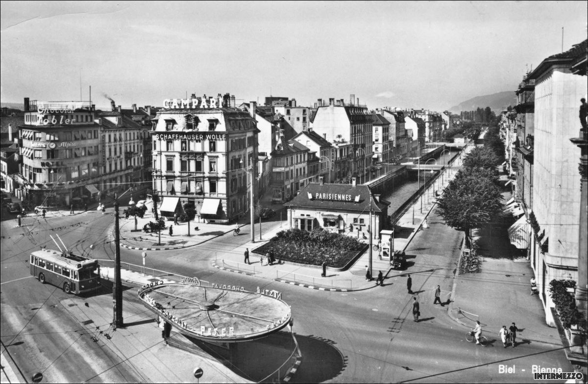 Cartoline postali: Biel Bienne // Trolleybus 1960 Platz – Usato da Basel venduto da intermezzo12