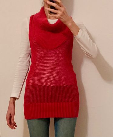 Rote Strickweste mit Rollkragen von Mango, Grösse M