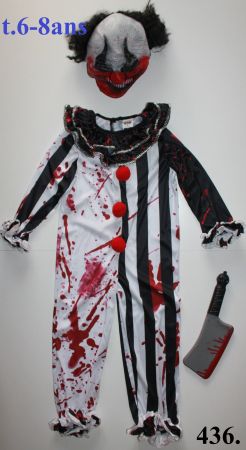 Costume clown tueur / Killer Clown t. 6 - 8 ans   NEU!