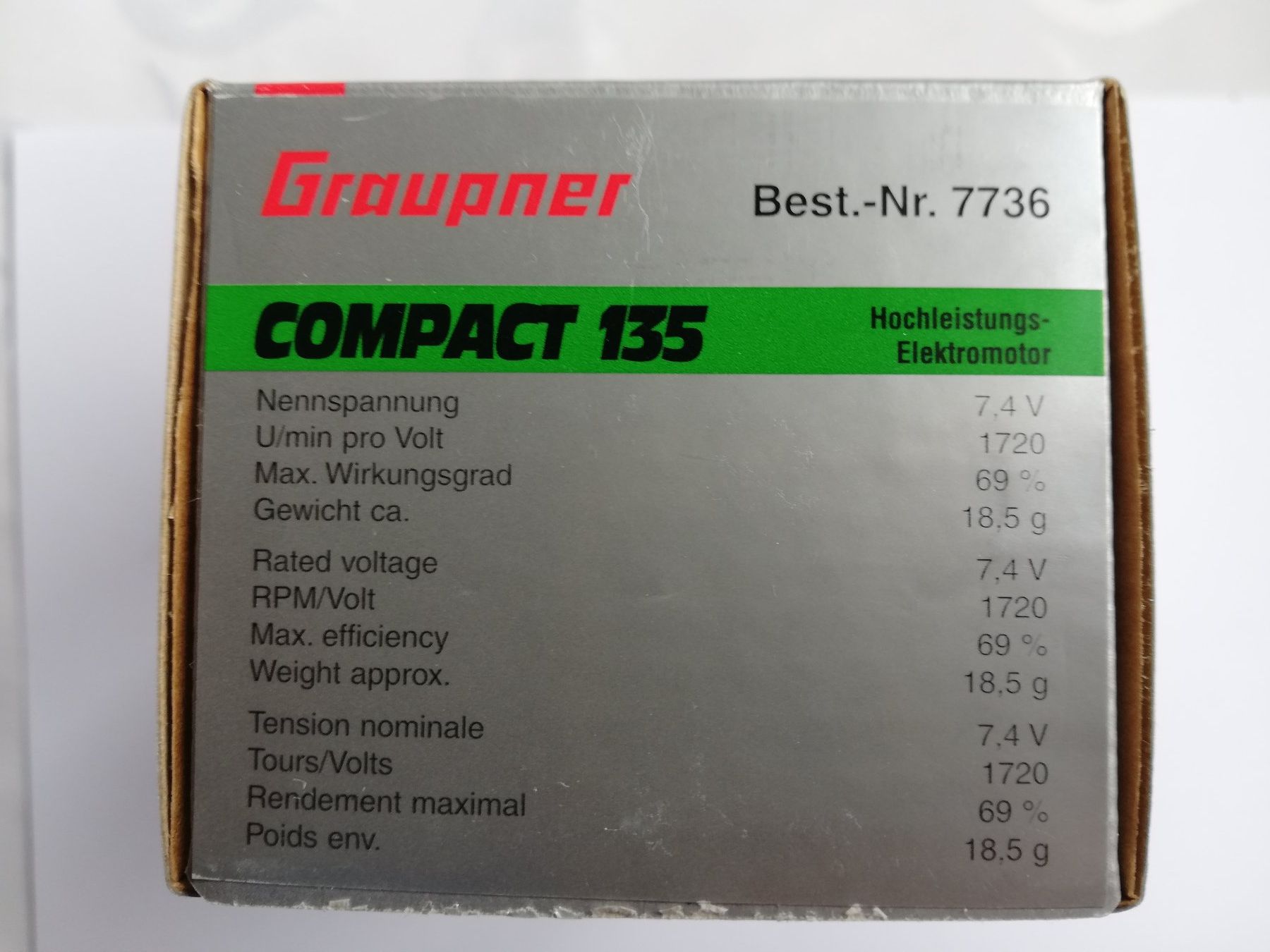Graupner Modellismo RC: Graupner COMPACT 135 Brushless-Motor 7,4V – Nuovo e nell'imballaggio originale da Flüh venduto da AMS-Modellbau 1