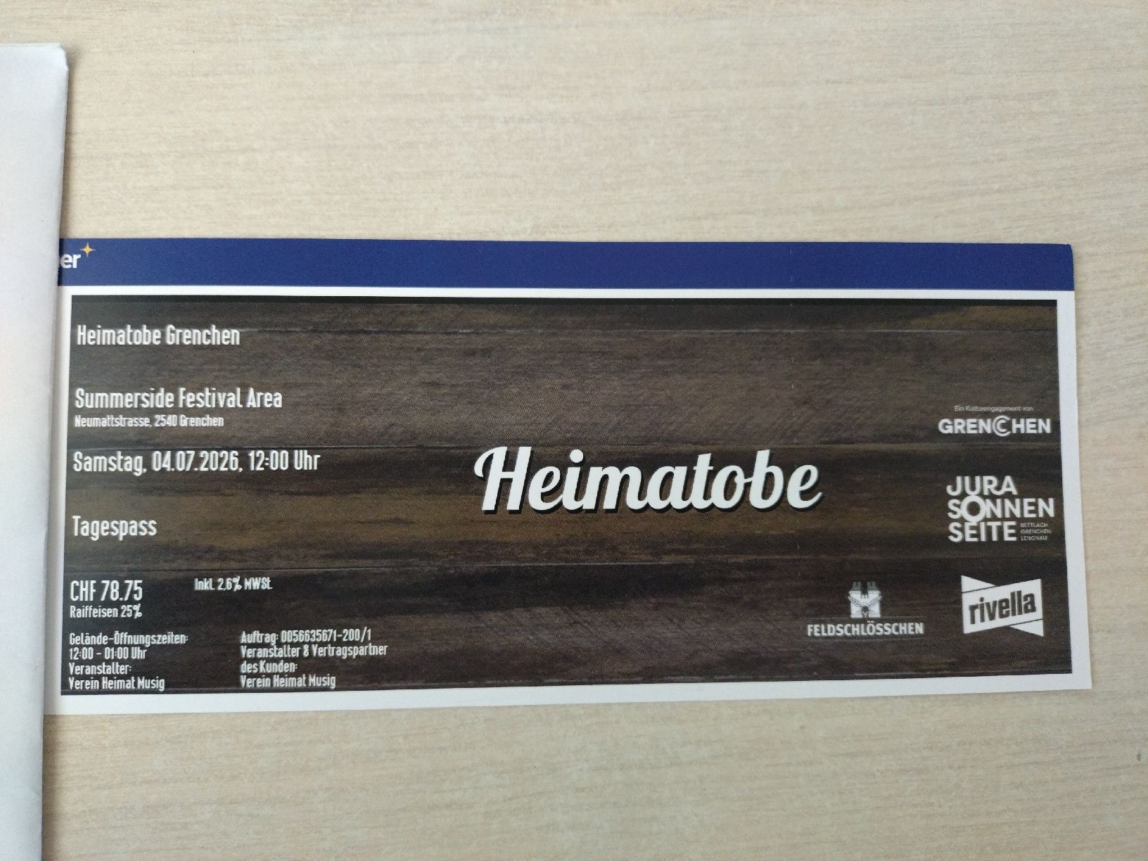 Billets: Grenchen Heimatobe 4.7.26 – Neuf avec emballage d'origine à St.Moritz par Rsany