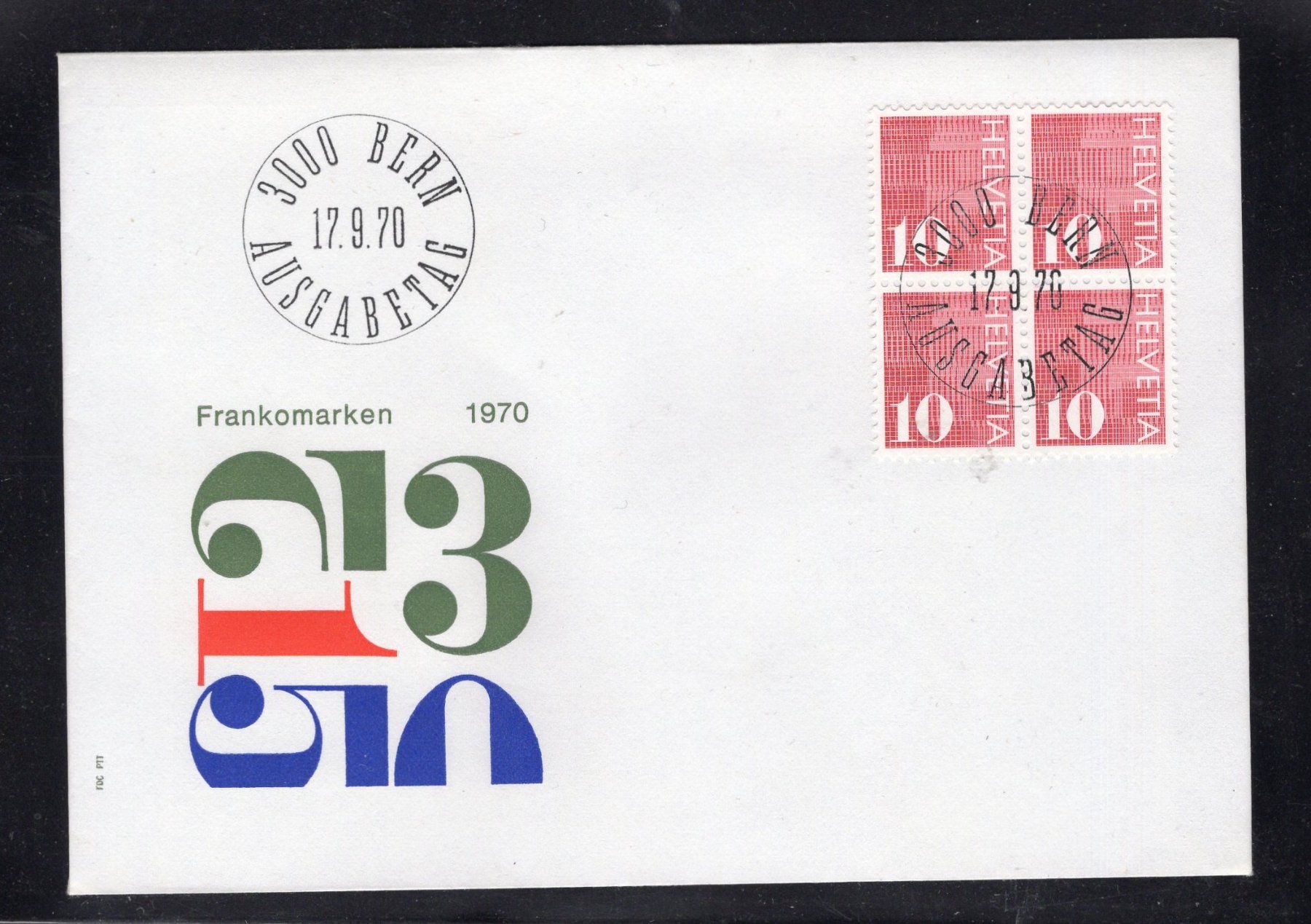 Tutti i francobolli: R2599  /  Type chiffre 1970 FDC blocs de 4 – Usato da Ste-Croix venduto da MONT-TAGNAC 1