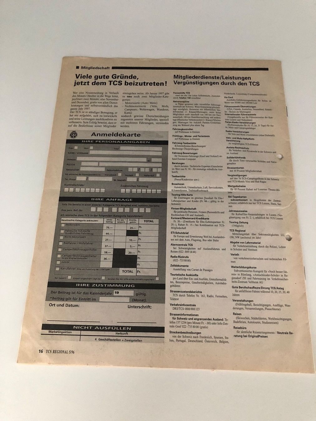 Riviste & Magazine: Seltene alte Zeitschrift. TCS Regional 1996 – Usato da Hergiswil LU venduto da FcMalkov 7